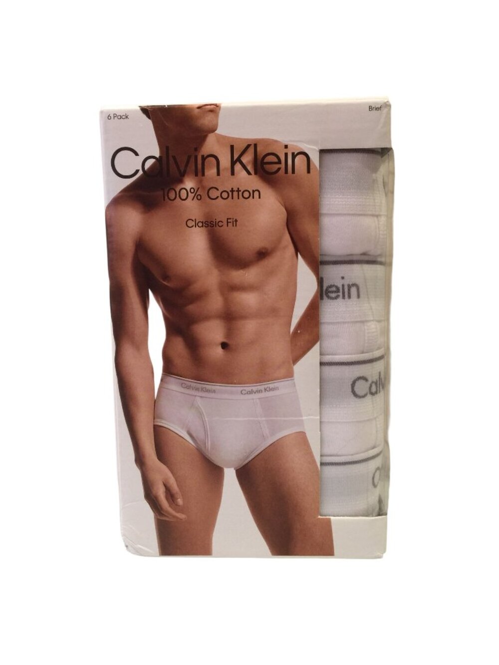 CALVIN KLEIN Classic Fit Men's Briefs Size 2XL White 6 Cotton Briefs